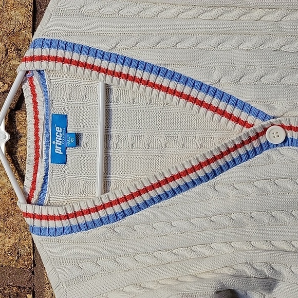 Prince Pickleball Cable Knit Tennis Button Striped Cardigan Sweater XS - Picture 4 of 11